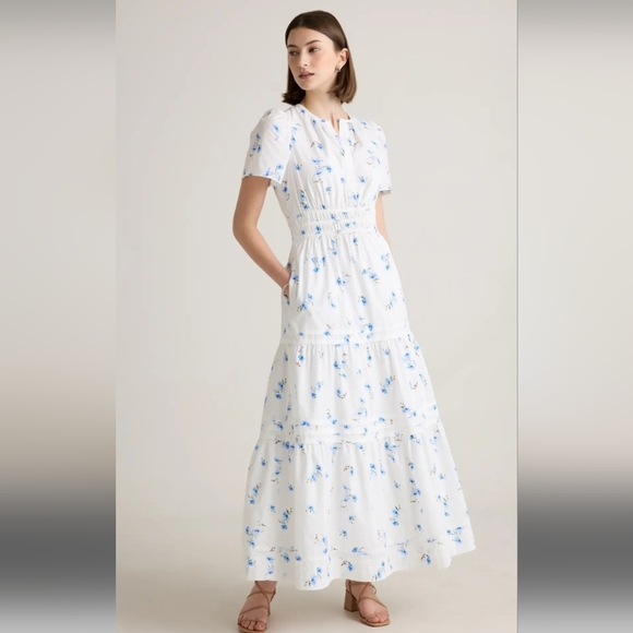 Quince Dresses & Skirts - 🌿 QUINCE 100% Organic Cotton Poplin Tiered Maxi | W Sz. L| Garden Girl, White
